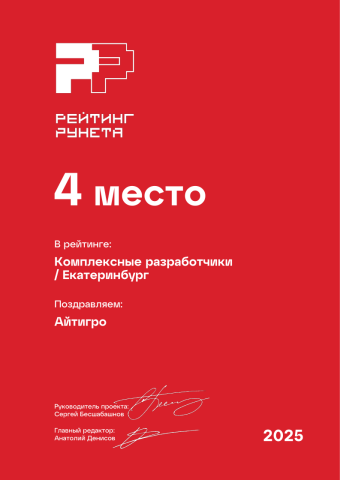 Комплексные разработчики - Екатеринбург - 4 место