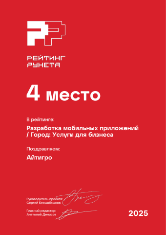 Разработка мобильных приложений____ - Город_ Услуги для бизнеса - 4 место