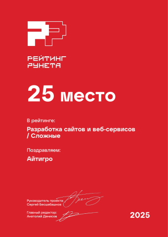 Разработка сайтов и веб-сервисов____ - Сложные - 25 место